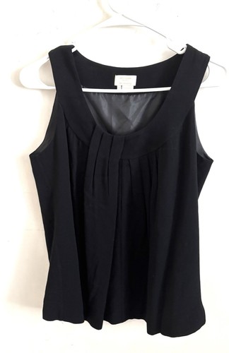 Camicia canotta kate spade matinee plissettata in crepe nera stile S # OUMU0004