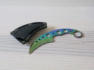 7” Fixed Blade Knife Karambit Full Tang Skeleton Hard Sheath Belt Loop Stealth - Picture 1 of 6