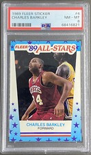 1989 Fleer Basketball Charles Barkley All-Stars Stickers #4 Graded PSA8 Sixers