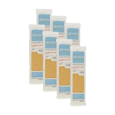 Massa DeLallo Capellini, 1 lb. Bolsa, Cabelo de Anjo, Feita na Itália, Durum (Pacote com 7) - Imagem 1 de 4