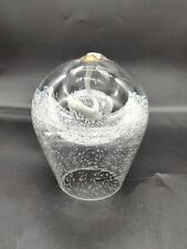 Clear Seeded Bubble Art Glass Oval Shaped Oil Lamp Handmade in Poland NEW no Box