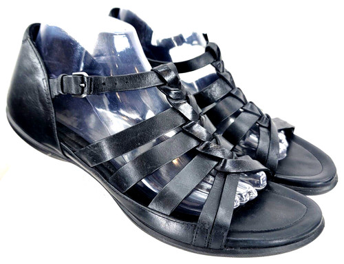 Scarpe sandalo Ecco nero pelle fibbia cinturino punta aperta euro 42 donna US 11 5