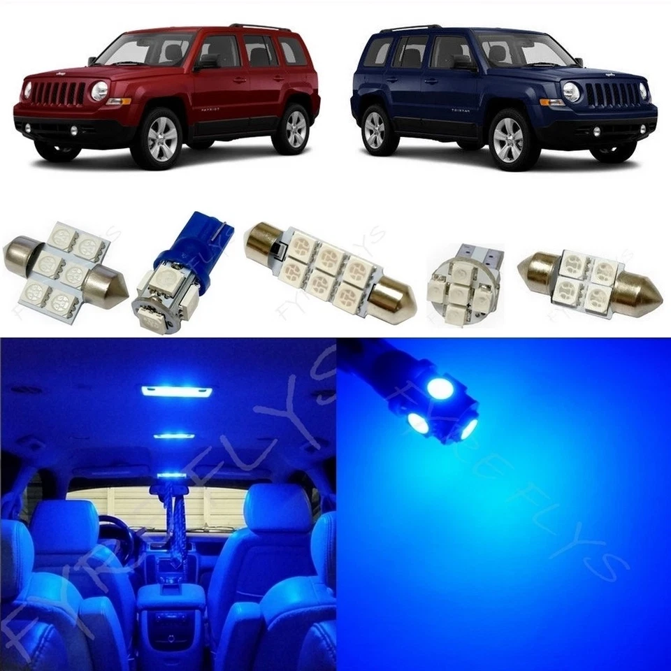 6x Blue LED lights interior package kit for 2007-2017 Jeep Patriot JP1B - Image 1 of 4