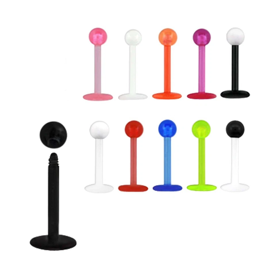 ❤ 1,2 mm Lippen Piercing Labret Flexibel Acryl Madonna Tragus Ohr Kugel Helix - Bild 1 von 1