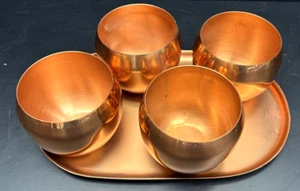 SET 4 tazze (senza manici) e vassoio vintage anni 70 CopperCraft Guild made in USA - Foto 1 di 3