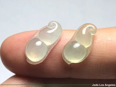 2 Calabaza Rica Translúcida Helada Suelta Jadeíta Jade 葫蘆冰種翡翠戒指耳環 7.50ct L025 Foto 1 de 4