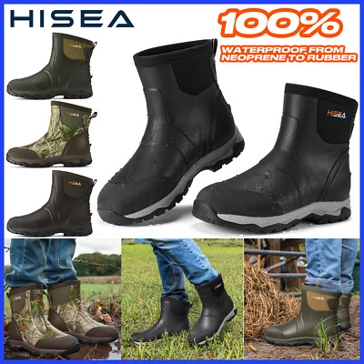 HISEA Men Ankle Rain Boots Waterproof Insulated Non-Slip Snow Farm Mud Work Boot - Image 1 of 4