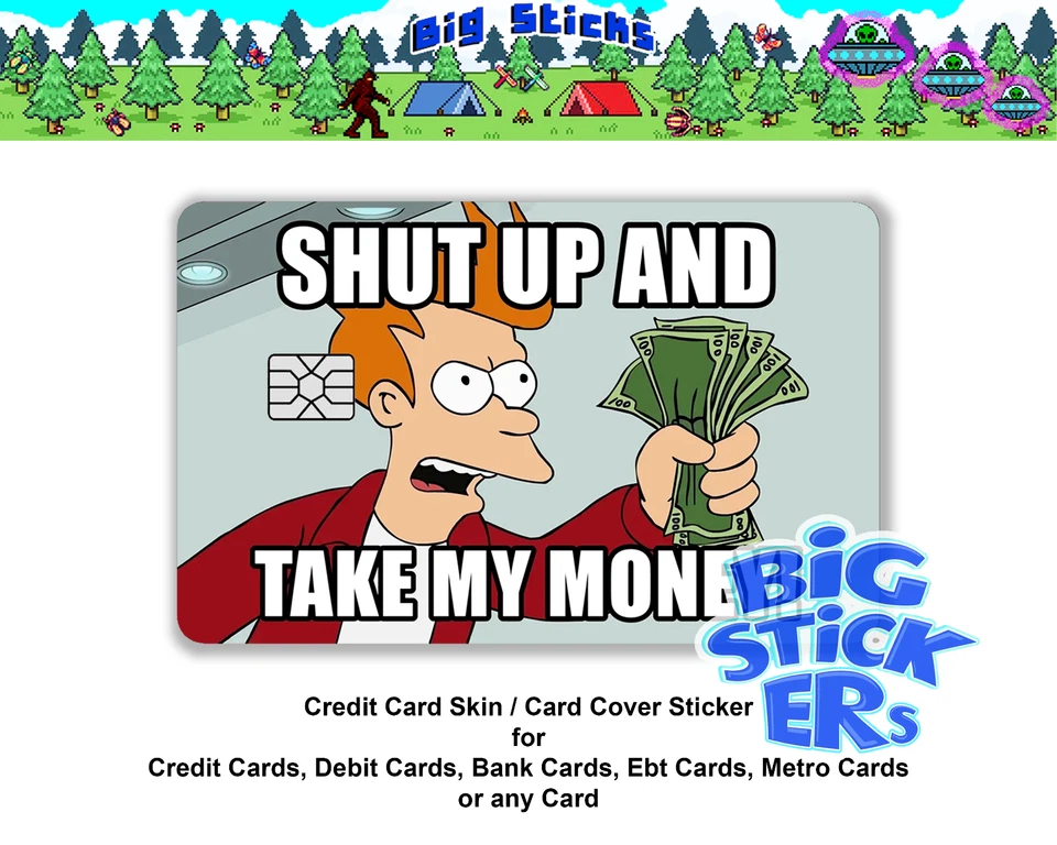 Fry Shut up and take my Money! Credit Card Skin Cover SMART Sticker Wrap Decal - Image 1 of 4