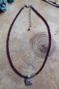 Barse Faceted Garnet & Sterling Silver Pendant & Necklace - Picture 1 of 5