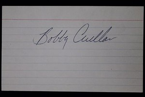 BOBBY CUELLAR Texas Rangers Autographed 3x5 Signed Index Card 16H 