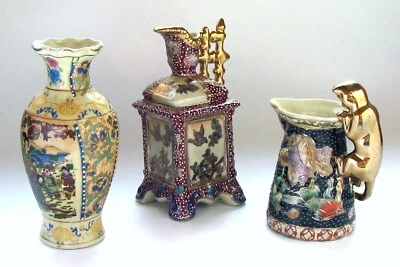 Vintage Satsuma Style Chinese Ornaments x 3 - Image 1 of 3