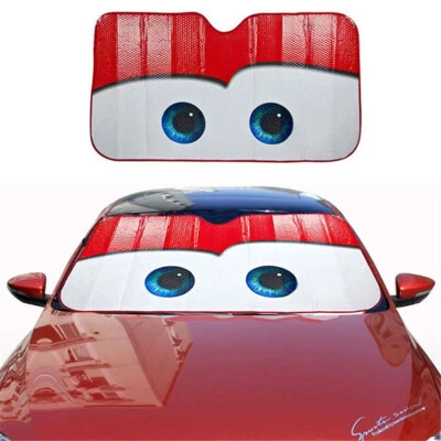Red Sun Shade Windshield Car Window Screen Protector Big Eye Graphic Accessories - Image 1 of 4