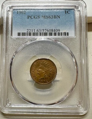 1902  INDIAN CENT   PCGS  MS63BN - Image 1 of 4