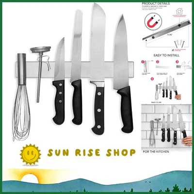 Versatile 12 Inch Knife Holder - Stainless Steel Magnetic Strip for Easy Access - Image 1 of 4