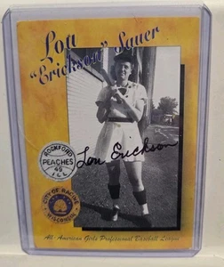 Lou "Erickson" Sauer Signed Autographed AAGPBL Baseball Card Rockford Peaches - Picture 1 of 2
