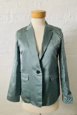 Abrigo Blazer Chaqueta Satén Verde Jade Colección J.Crew Talla 10 Usado en Excelente Condición Foto 1 de 4