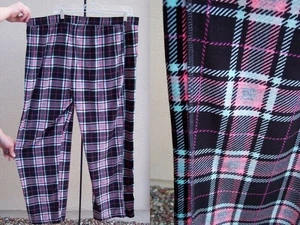 Cuddl Duds karierte Fleece Hose Lounge Übergröße 2x TASCHEN rosa schwarz COZY PJ - Bild 1 von 7