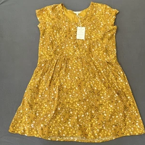 Abito Crepe Garnet Hill Marina Grande Giallo Senape Multicolore A-Line Relaxed - Foto 1 di 11