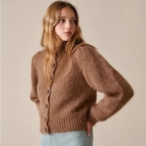 Vintage Style Mohair Cardigan Sweater Bellerose Amire Cardigan Caramel Small - Picture 1 of 9