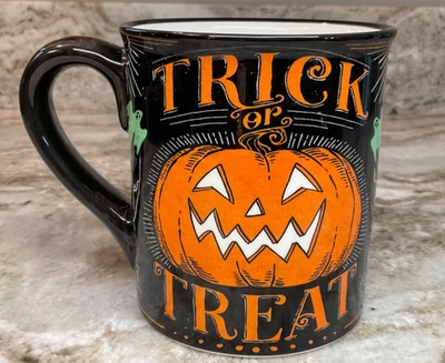 Taza de café grande Halloween truco o trato Jack O linterna y fantasma. Nuevo Foto 1 de 4