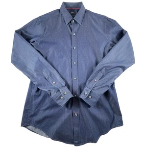 Hugo Boss Dress Shirt Mens Medium M Dark Blue Sharp Fit Formal Preppy - Picture 1 of 6