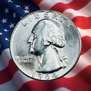 1964 United States Washington Silver Quarter - BU - Combined Ship - Picture 1 of 2