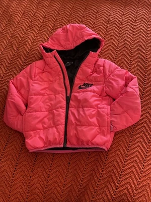 Kids Nike Puffer Insulated Coat Jacket in Bright Neon Pink & Black 6-7Y - Image 1 of 4