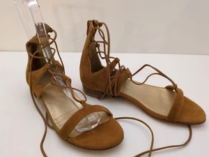 Sandalias planas Stuart Weitzman de gamuza camel boho con cordones cremallera trasera talla 6 M (KS4) - Imagen 1 de 19