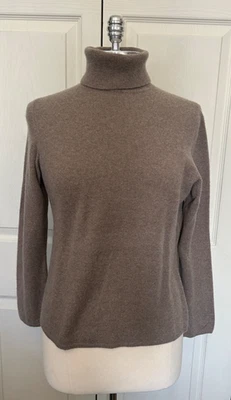 Suéter Charter Club para mujer 2 capas 100 % cachemir marrón cuello alto manga larga LG Foto 1 de 4