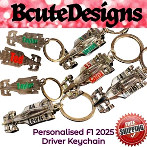 F1 FORMULA ONE KEYRING PERSONALISED GIFT LEWIS MAX ALONSO LANDO OSCAR 2025 - Foto 1 di 1