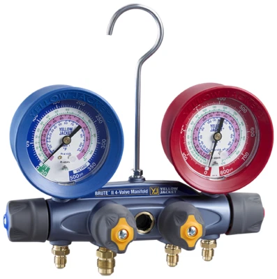 黄色夹克 46014 BRUTE II A2L 歧管仅 3-1/8 英寸仪表 R-32/454B/410A PSI — 第 1/2 张图片