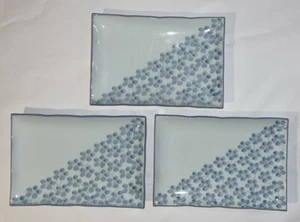 Juego de 3 platos de sushi vintage japoneses azules Showa retro 19 cm de ancho 昭和 レトロ - Imagen 1 de 13