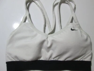 Sujetador deportivo Nike talla XS blanco inalámbrico forrado espalda cruzada pulóver Dri-Fit logotipo Foto 1 de 4