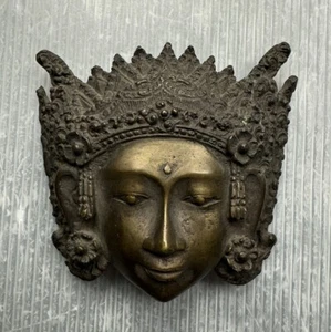 vintage Hindu Goddess BALINESE DANCER BRASS WALL MASK hanging decor - Picture 1 of 13