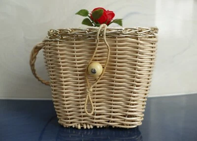 Little Girl’s Vintage Wicker & Metal Purse - Image 1 of 4
