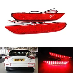 Red Lens LED Bumper Reflector Stop Brake Lights For Infiniti QX30 QX56 QX60 QX80 - Foto 1 di 22