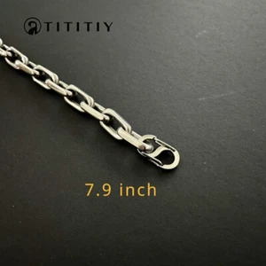 8mm Pure Titanium Chain Bracelet for Men's Flat O-Chain Anti Allergy 7.9 Inch - Picture 1 of 6