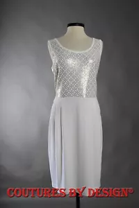 St John Knits Cream/Gold Paillettes Sleeveless Dress Sz 12 NWT MSRP $895 - Picture 1 of 2