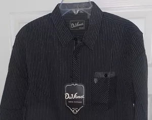New! DaVINCI Black & Silver Stripes + Silver Crest Double Pocket ROCKABILLY XL - Picture 1 of 3