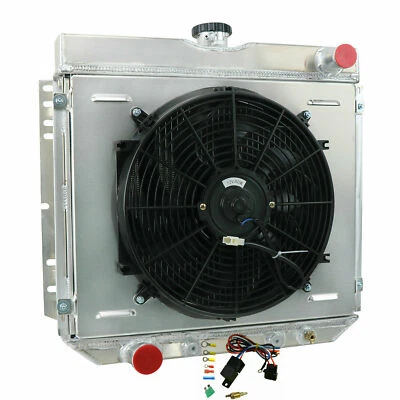 4-Row Radiator+Shroud Fan For 1969-70 Ford Mustang, 1971-73 72 Maverick 20" Wide Foto 1 de 4