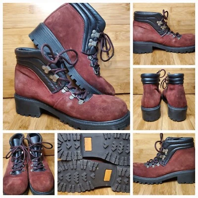 Botas de Senderismo American Eagle De Colección Para Mujer 9 Marrón Gamuza Cuero Grueso Plataforma Foto 1 de 4