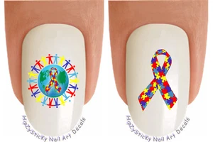 Nail Art 6503 Autismusbewusstsein Weltband Wasserrutsche Nagelaufkleber Transfers - Bild 1 von 3