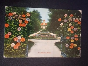 Postal antigua Una casa de California con flores Con matasellos 1913 Código postal previo - Imagen 1 de 2
