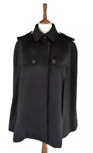 Burberry Cape Mantel S UK Größe 4 6 8 10 Modern 100% Schwarz Kaschmir Trench Neu - Bild 1 von 12