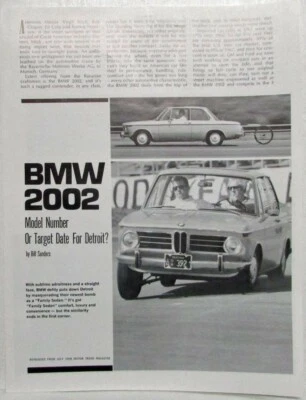 BMW 2002 Motor Trend 1968 reimpresión de julio artículo de prueba en carretera Foto 1 de 3