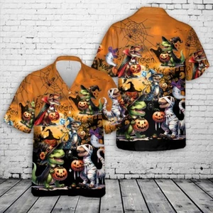 Halloween T Rex Hawaiian Shirt Halloween Hawaiian Shirt Horror Hawaiian Shirt - Picture 1 of 2
