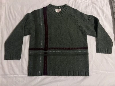 Catimini Atelier Boys Sweater Size 6Y Green Knit Pullover with Button Sleeve - Image 1 of 4