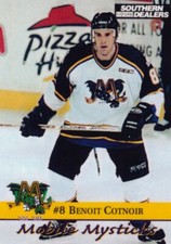 BENOIT COTNOIR, BASINGSTOKE BISON/MOBILE MYSTICKS, RARE 1999-00 ECHL CARD.