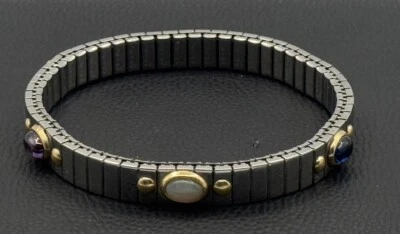 GENUINE ZOPPINI STEEL 750/18K Gold MULTICOLOR CABOCHONS ACCENT BRACELET #7 - Image 1 of 4