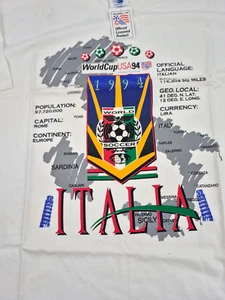 Vintage World Cup USA 1994 World Soccer ITALIA T-Shirt - Size XL - NWT - Picture 1 of 8